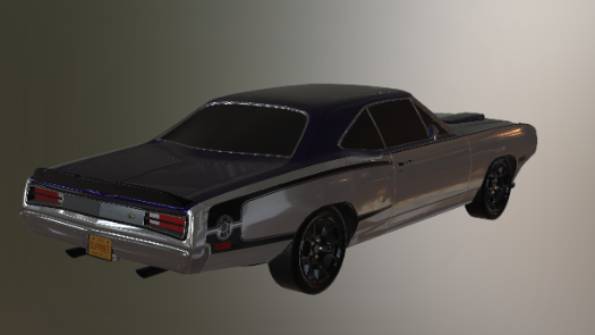 1970 年道奇 Coronet 超级蜜蜂定制车辆汽车, 老爷车gltf,glb模型下载，3d模型下载