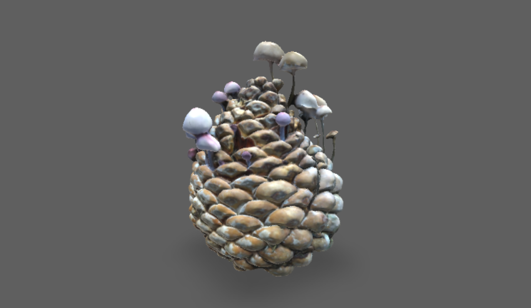 松果与真菌石头植物gltf,glb模型下载，3d模型下载