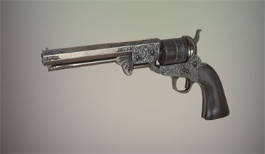 左轮手枪海军柯尔特 1851 银色武器手枪,战争,枪械gltf,glb模型下载，3d模型下载