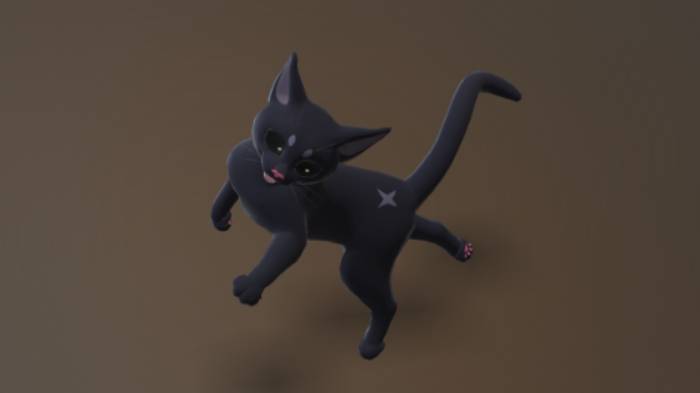 小黑猫动物卡通,动物,猫咪gltf,glb模型下载，3d模型下载