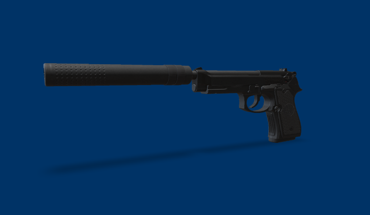 贝雷塔 M9 带消音器武器武器,枪,手枪gltf,glb模型下载，3d模型下载