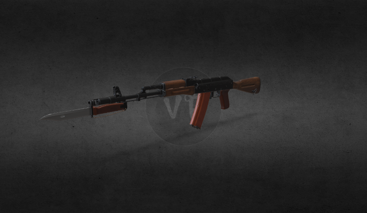AK-74 带刺刀武器武器,枪,刺刀gltf,glb模型下载，3d模型下载