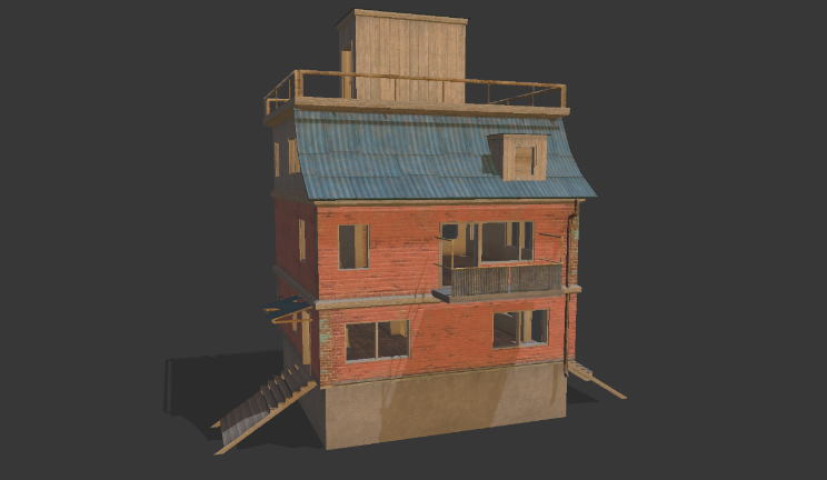 小房子家居|建筑老房子,破屋gltf,glb模型下载，3d模型下载
