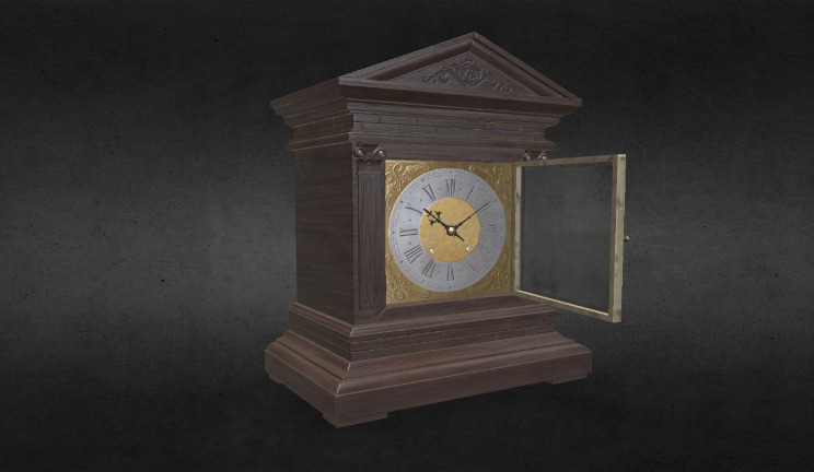 壁炉钟生活用品古董,钟表gltf,glb模型下载，3d模型下载
