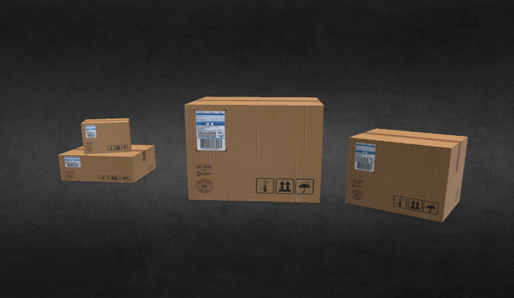 纸箱生活用品纸箱,盒子,纸板gltf,glb模型下载，3d模型下载