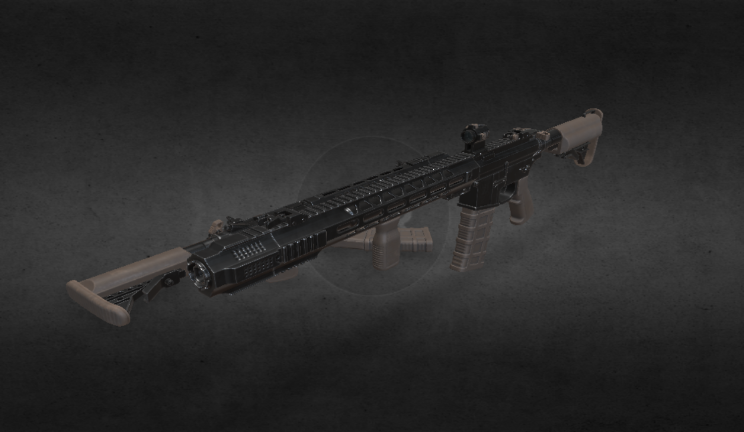 AR-15冲锋枪gltf,glb模型下载，3d模型下载