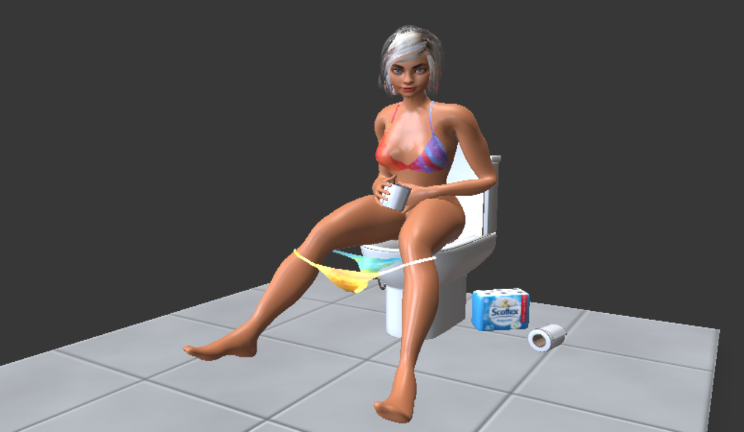 上厕所的女人人物马桶,女人,人物gltf,glb模型下载，3d模型下载