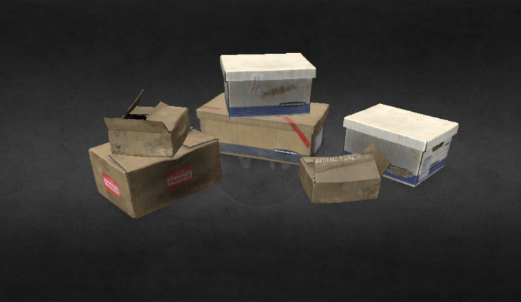 纸箱生活用品纸箱,纸壳,生活用品gltf,glb模型下载，3d模型下载