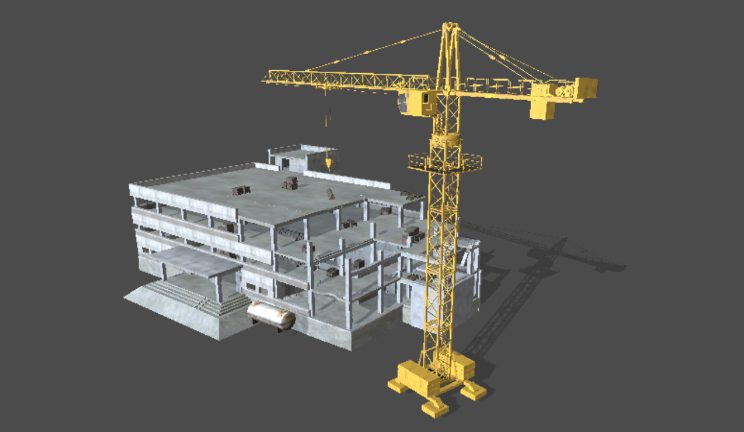 建筑塔吊家居|建筑设备,吊机gltf,glb模型下载，3d模型下载