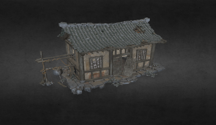 中式老房子游戏|场景石房,破屋gltf,glb模型下载，3d模型下载