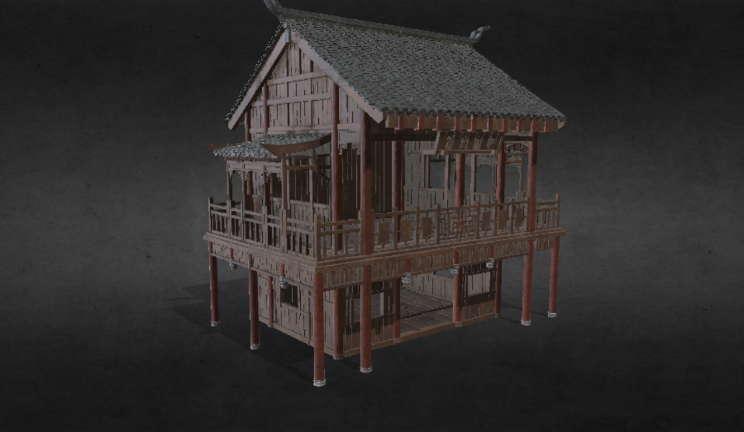 木制房子gltf,glb模型下载，3d模型下载