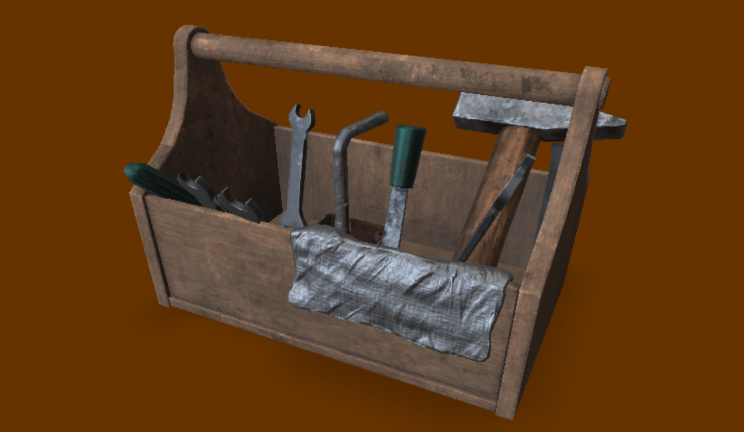 木工工具箱生活用品木工,工具,斧子,扳手gltf,glb模型下载，3d模型下载